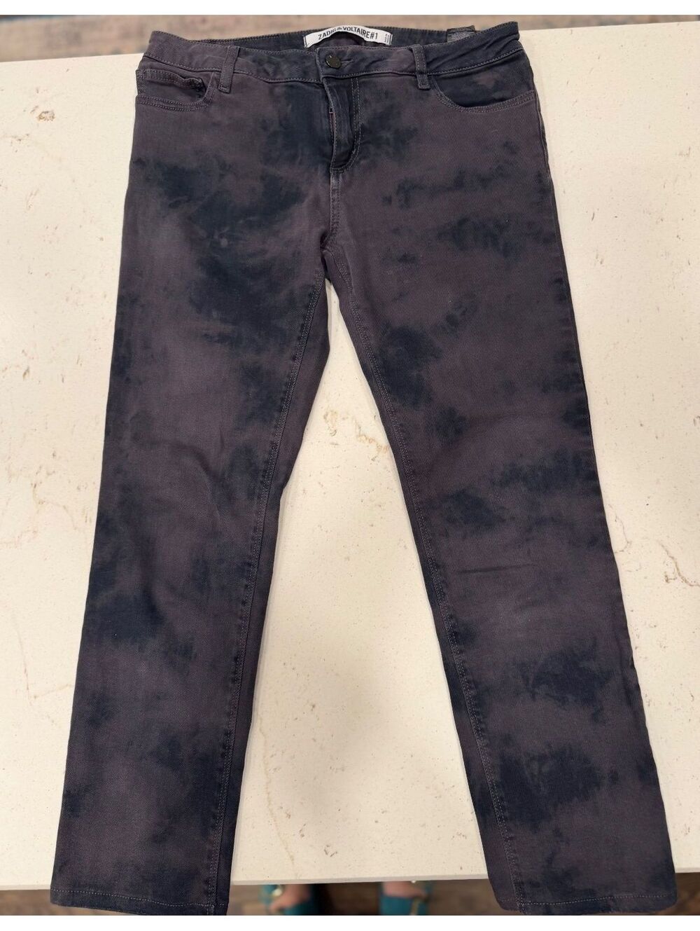 Zadig & Voltaire Women's Eva Dark Tie-Dye Slim Ankle Jeans Sz 27